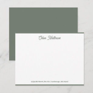 Elegant script Olive Green Stationery Border Notitiekaartje