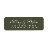 Elegant Script Olive White Wedding Retouradres Etiket (Voorkant)