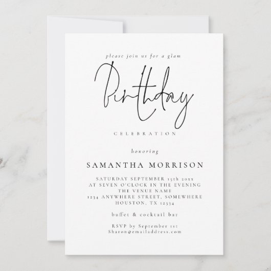 Elegant script om het even welke leeftijd op dag kaart (Voorkant)