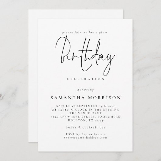 Elegant script om het even welke leeftijd op dag kaart (Voorkant / Achterkant)