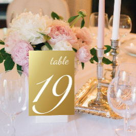 Elegant Script Ombre Gold Wedding Table Number Kaart