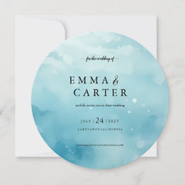 Elegant script onder het Zee Waterverf bruiloft Kaart