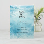 Elegant Script Onderwater Trouwdatum Waterverf Save The Date (Staand voorkant)