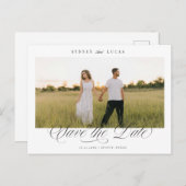 Elegant Script One Photo Save the Date  Aankondigingskaart (Voorkant / Achterkant)