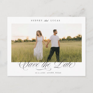 Elegant Script One Photo Save the Date Aankondigingskaart