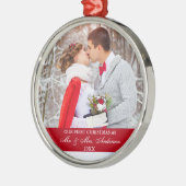 Elegant script Ons eerste kerstrood Metalen Ornament (Links)