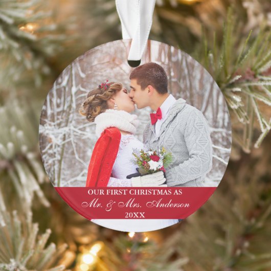 Elegant script Ons eerste kerstrood Ornament (Boom)