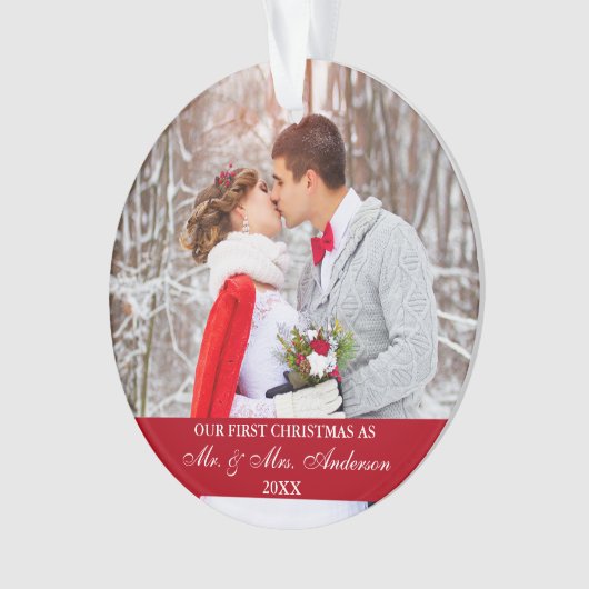 Elegant script Ons eerste kerstrood Ornament (voorkant)