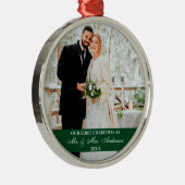 Elegant script onze eerste kerst groen metalen ornament (Rechts)