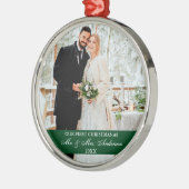 Elegant script onze eerste kerst groen metalen ornament (Links)