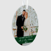 Elegant script onze eerste kerstgroen ornament (voorkant)