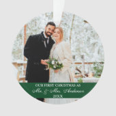 Elegant script onze eerste kerstgroen ornament (voorkant)