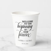 Elegant script 'onze eeuwige' bruiloft papieren bekers (Voorkant)