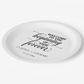 Elegant script 'onze eeuwige' bruiloft papieren bordje (Gekanteld)