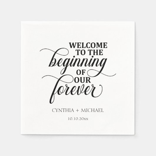 Elegant script 'onze eeuwige' bruiloft servet (Voorkant)