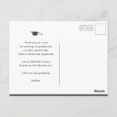 Elegant script op grijs eenvoudig Afstuderen Dank  Briefkaart (Achterkant)