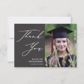 Elegant script op grijs minimalistisch foto-Afstud Bedankkaart (Voorkant)