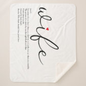 Elegant script op maat gemaakt voor Rood liefdesha Sherpa Deken (Voorkant)