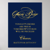 Elegant script "Open Bar" Real Folie Weddenschap Folie Afdrukken (Voorkant)