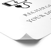 Elegant script oplaadstation huwelijksbord poster (Hoek)