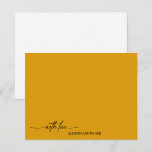 Elegant script Oranje mango met liefde bedankt Notitiekaartje