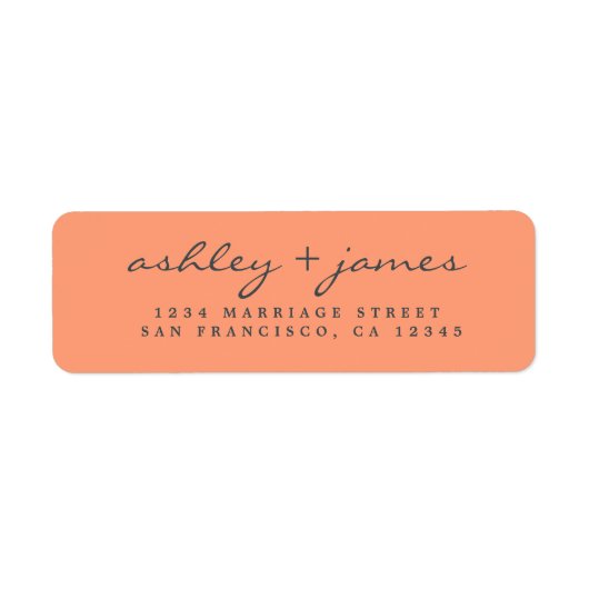Elegant Script Oranje Wedding Return-adres Etiket (Voorkant)