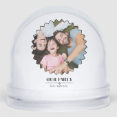 Elegant script 'Our Family' Custom 2Photo Sneeuwbol (Voorkant)