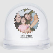 Elegant script 'Our Family' Custom 2Photo Sneeuwbol (Achterkant)