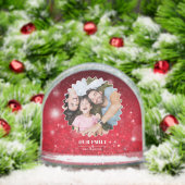 Elegant script 'Our Family' Custom 2Photo Sneeuwbol (Kerstmis)