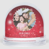 Elegant script 'Our Family' Custom 2Photo Sneeuwbol (Achterkant)