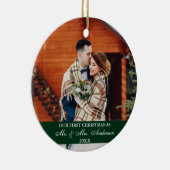 Elegant Script Our First KerstHunter Green Keramisch Ornament (Rechts)