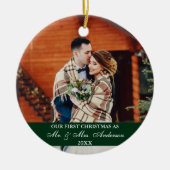 Elegant Script Our First KerstHunter Green Keramisch Ornament (Voorkant)