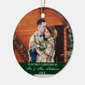 Elegant Script Our First KerstHunter Green Keramisch Ornament (Links)