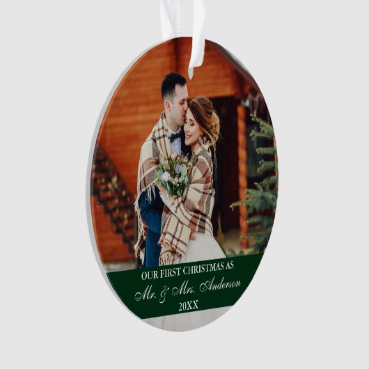 Elegant Script Our First KerstHunter Green Ornament (voorkant)