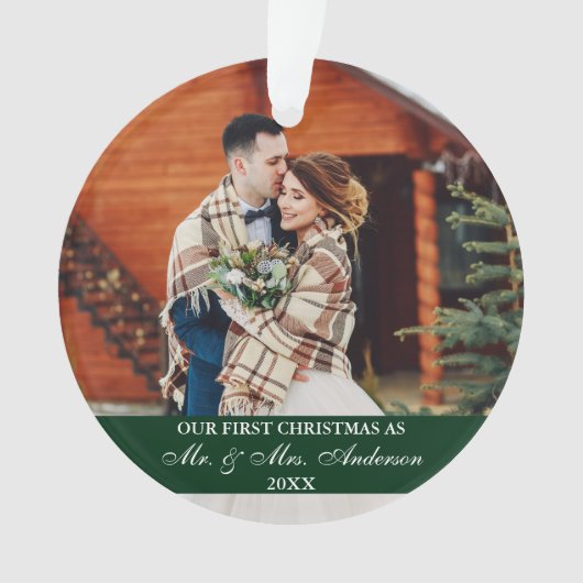 Elegant Script Our First KerstHunter Green Ornament (voorkant)