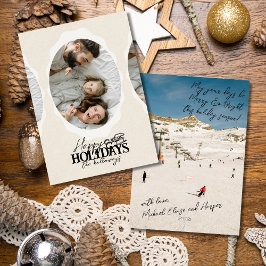 Elegant Script Ovaal Foto Flat Holiday Kaart
