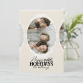 Elegant Script Ovaal Foto Flat Holiday Kaart (Staand voorkant)