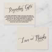 Elegant script over Huwelijkscadeaus Cream Informatiekaartje (Voorkant / Achterkant)