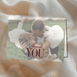 Elegant Script Overlay Double-sided Photo Bedankkaart