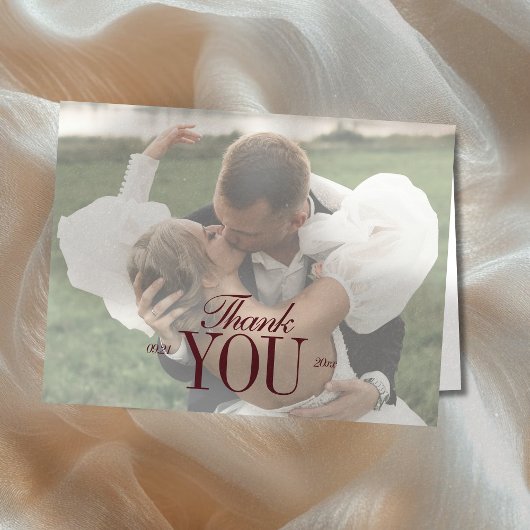 Elegant Script Overlay Double-sided Photo Bedankkaart
