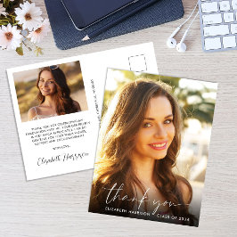 Elegant Script Overlay Photo Afstuderen Hartelijk  Briefkaart