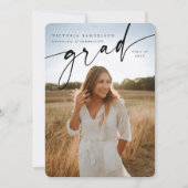 Elegant Script Overlay Two Photo Afstuderen Aankondiging (Voorkant)