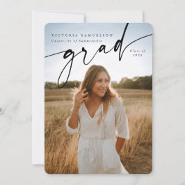 Elegant Script Overlay Two Photo Afstuderen Aankondiging