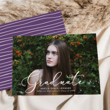 Elegant Script Paars Foto Afstuderen
