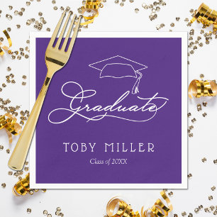 Elegant Script Paars Graduation Party Napkins Servet