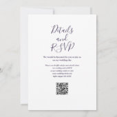 Elegant Script Paars Modern QR Code Weddenschap Kaart (Achterkant)