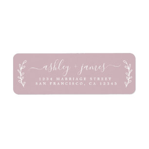 Elegant Script Paars Wedding Return Address Etiket