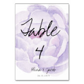 Elegant Script Paarse Bloem Bruiloft Tafelkaart Kaart (Achterkant)