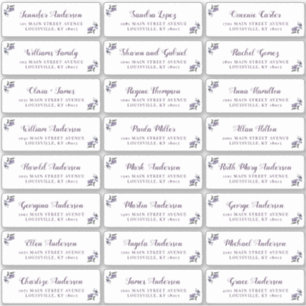Elegant Script Paarse Bloemen Gast Adresetiketten Sticker
