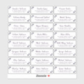 Elegant Script Paarse Bloemen Gast Adresetiketten Sticker (Vel)